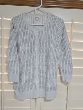 Merona Light Gray Geometric Button-Front Cardigan